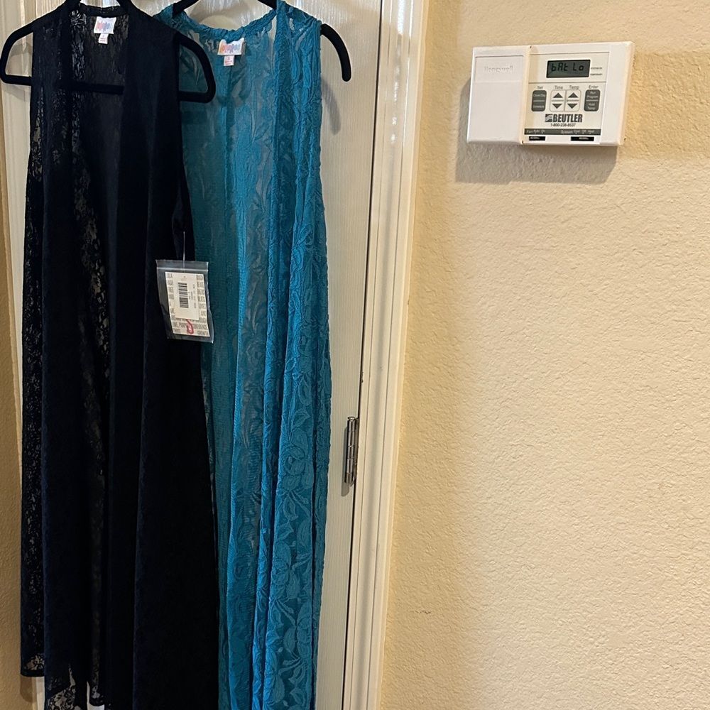 LuLaRoe Black and Teal Lace Cardigans (both)